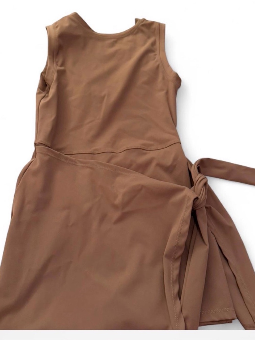Sleeveless Wrap Accent Brown Women's Dress